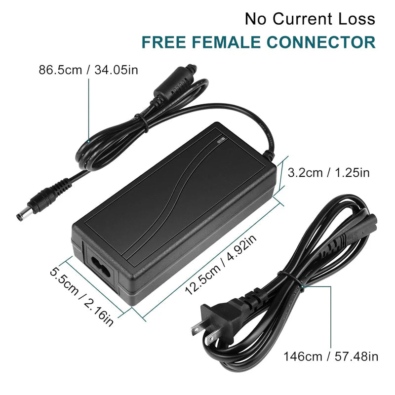 Desktop Power Supply Adapter DC 24V 60W–120W, AC 100–240V Input Switching Transformer Charger with US Plug for LED Strip Lights, 3D Printers, CCTV, Electronics