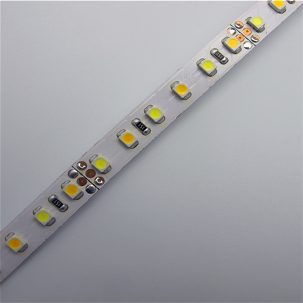 12 VDC <48 W 4 Ampere 16,4 Fuß (5 Meter) pro Rolle SMD3528-600 Dual White (Reinweiß + Warmweiß) LED-Farbtemperatur CCT Einstellbares flexibles LED-Streifenlicht 60 LED 9,6 Watt pro Meter Weißes PCB-Bandlicht
