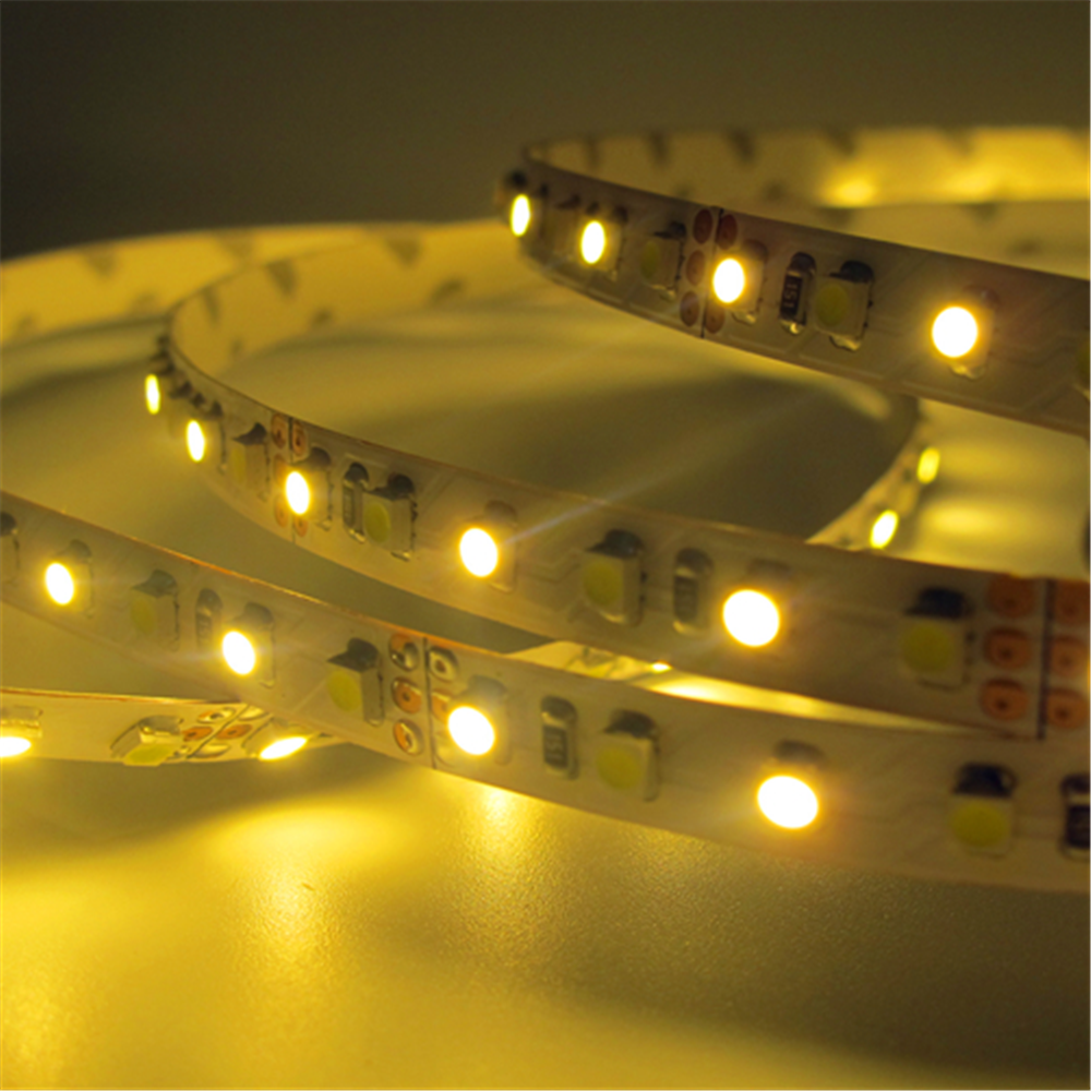 12 VDC <48 W 4 Ampere 16,4 Fuß (5 Meter) pro Rolle SMD3528-600 Dual White (Reinweiß + Warmweiß) LED-Farbtemperatur CCT Einstellbares flexibles LED-Streifenlicht 60 LED 9,6 Watt pro Meter Weißes PCB-Bandlicht