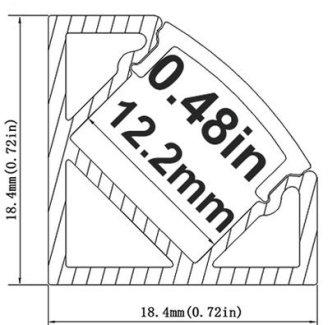 Schwarzer V03 18 x 18 mm V-förmiger LED-Aluminiumkanal mit 12 mm Innenbreite für Eckmontage mit klarer/milchig weißer Abdeckung, Endkappen und Befestigungsclips für flexible/harte LED-Lichtstreifen