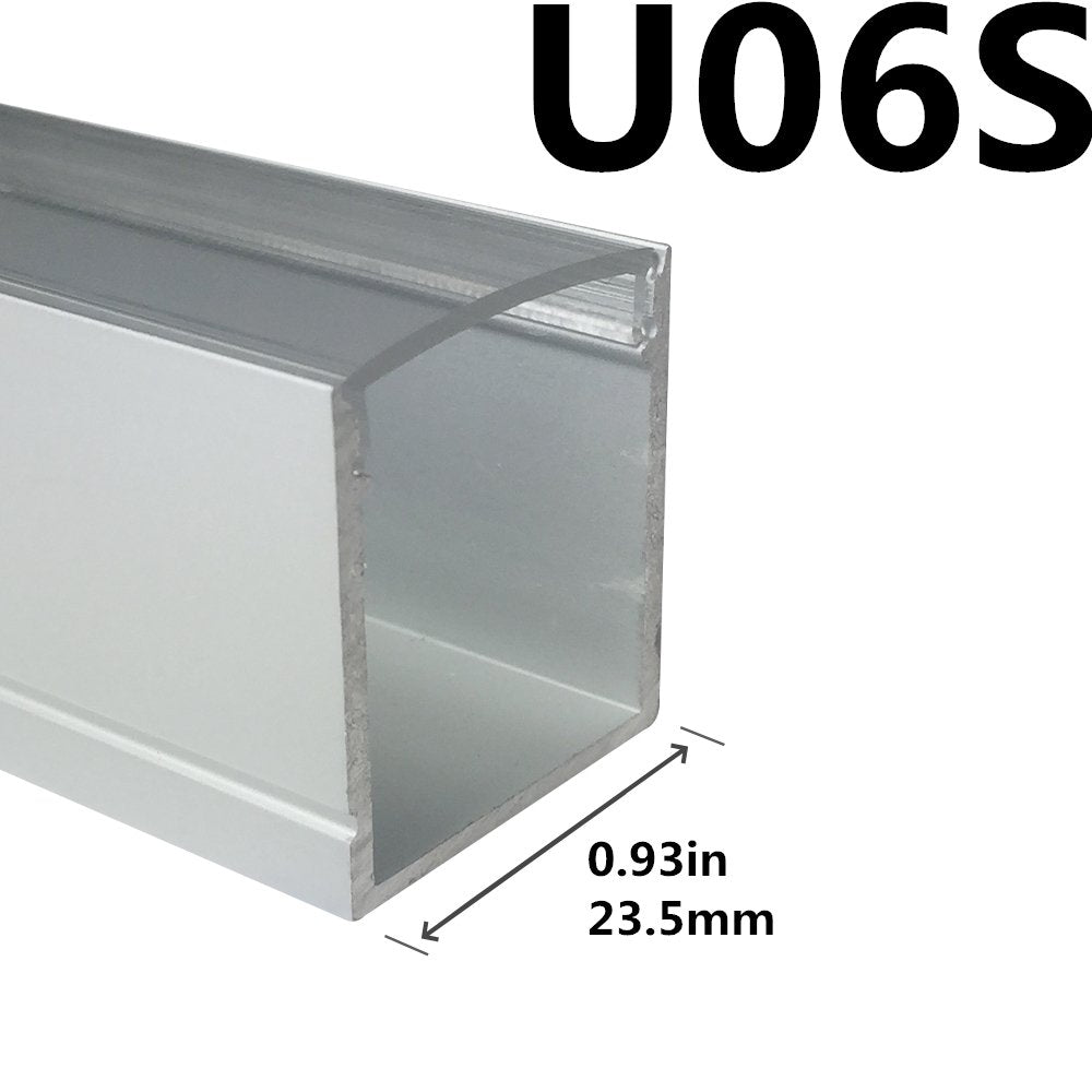 Sliver U06 24x24mm Silver U Shape LED Aluminum Channel Internal width 20mm with White Diffuser Cover, End Caps and Mounting Clips for LED Strip Light Spot Free Installations
