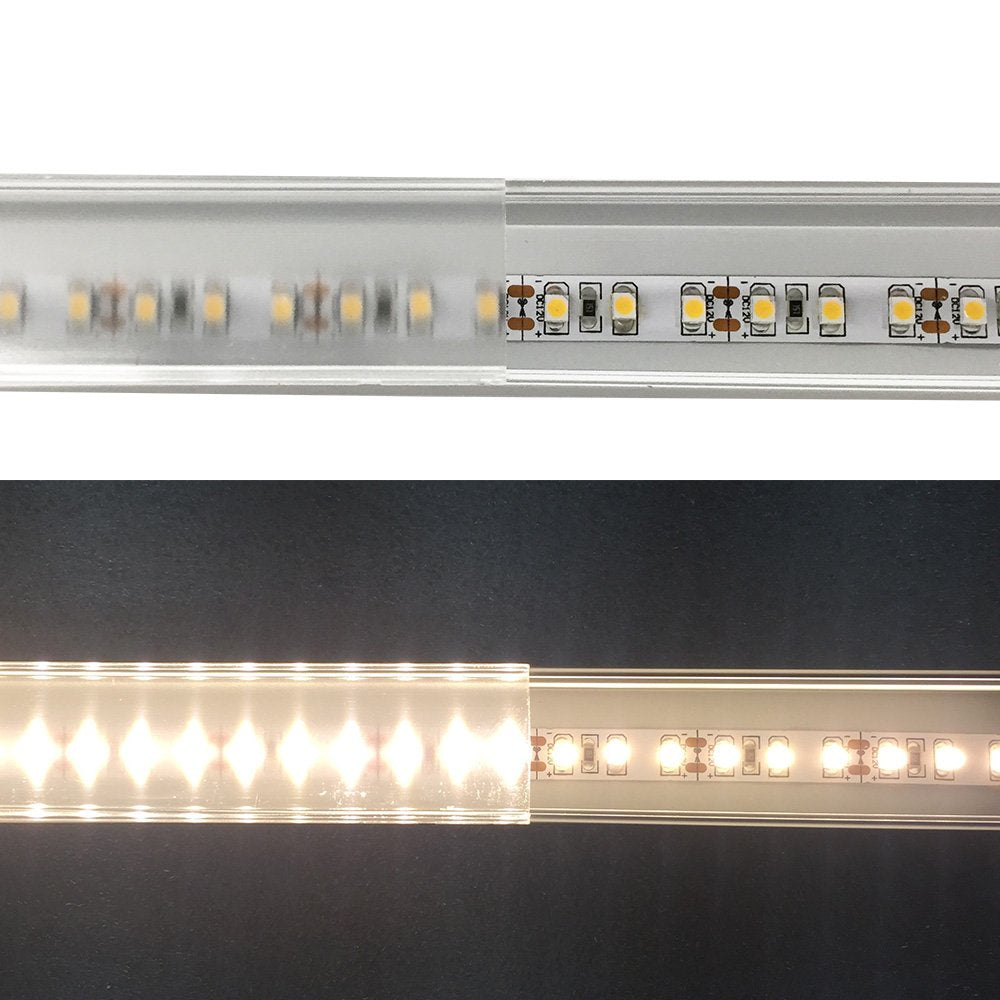 Sliver U06 24x24mm Silver U Shape LED Aluminum Channel Internal width 20mm with White Diffuser Cover, End Caps and Mounting Clips for LED Strip Light Spot Free Installations