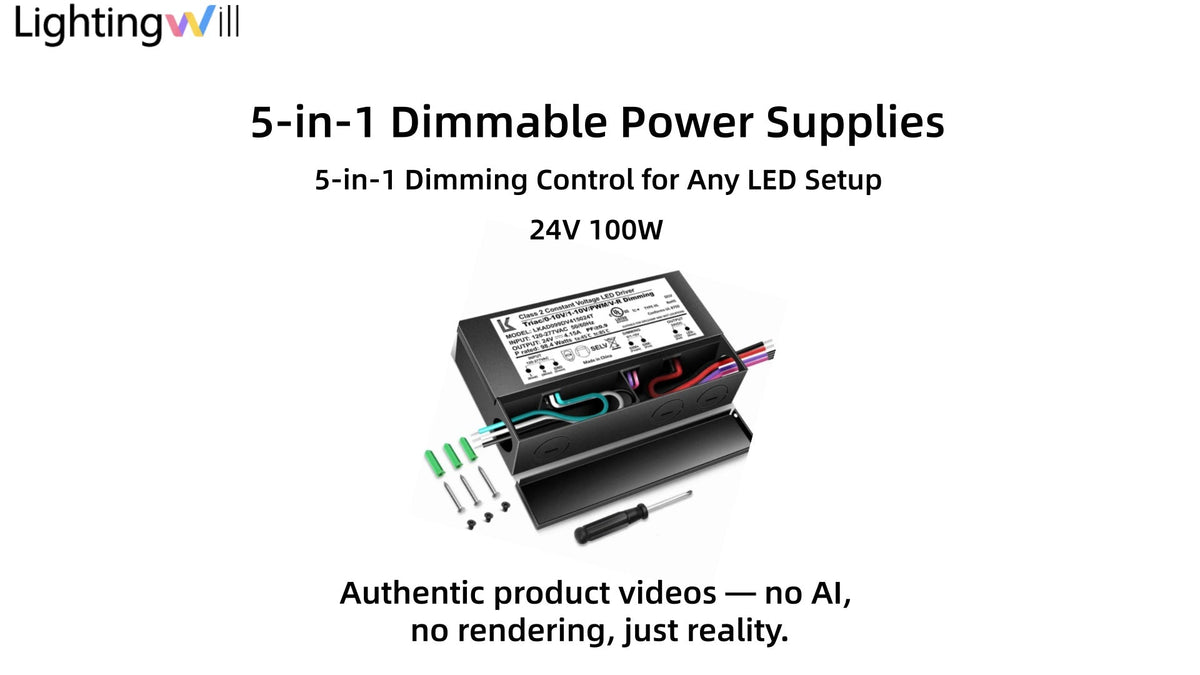 24V DC 5-in-1 Dimmable LED Power Supply Demo | 100W Waterproof LED Driver | LightingWill