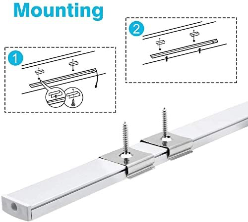 6-Pair U02 LED Aluminum Channel Accessory Kit with End Caps, Mounting Clips, Expansion Anchors & Screws, for 6 / 12-Pack U-Shape Channels