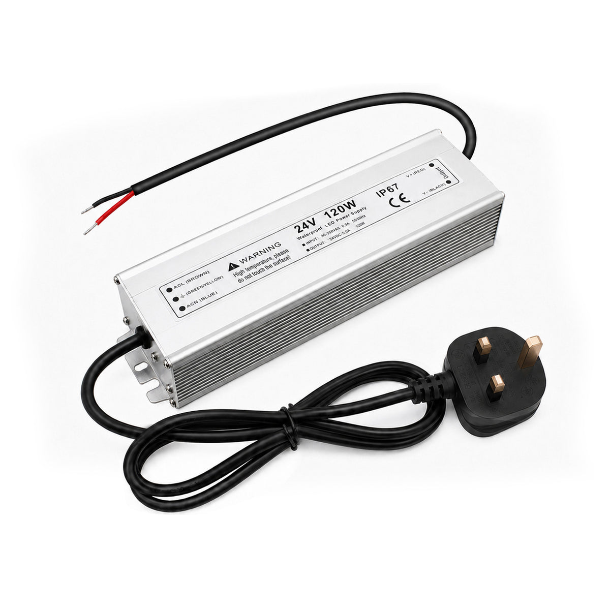 120W 12V/24V Waterproof LED Power Supply, 90-265V Input, Single/Dual Output, Aluminum Housing, Outdoor LED Lighting Driver, CE/RoHS/FCC Certified, US/UK/EU Plug