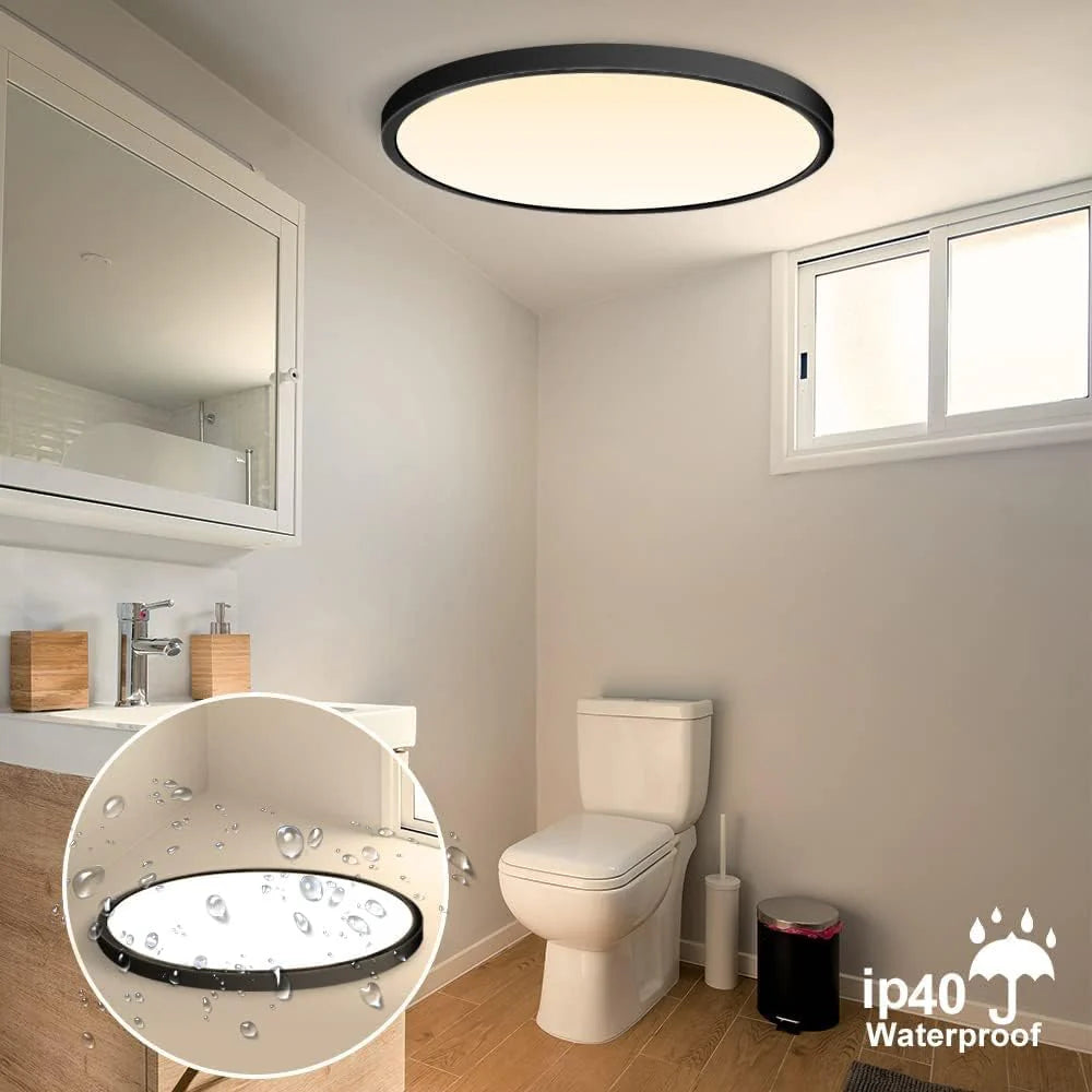 AC 110–130V Round Black LED Ceiling Light, 18W / 24W / 32W Options 3000K / 4500K / 5000K / 6500K Flush Mount Ceiling Light Local Stock (US)