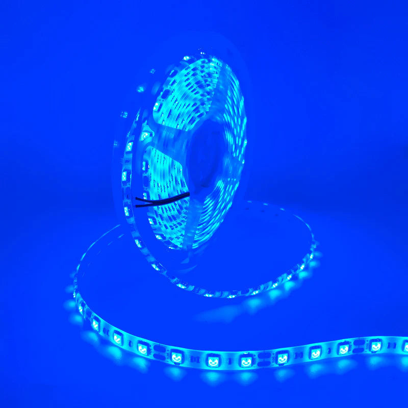 SMD5050 LED Strip Light, 5m Roll | 12V DC | 60 LEDs/m | 12W/m | Standard Brightness | Red / Green / Blue / Yellow / Pink / Icy Blue | IP00 / IP65 / IP67