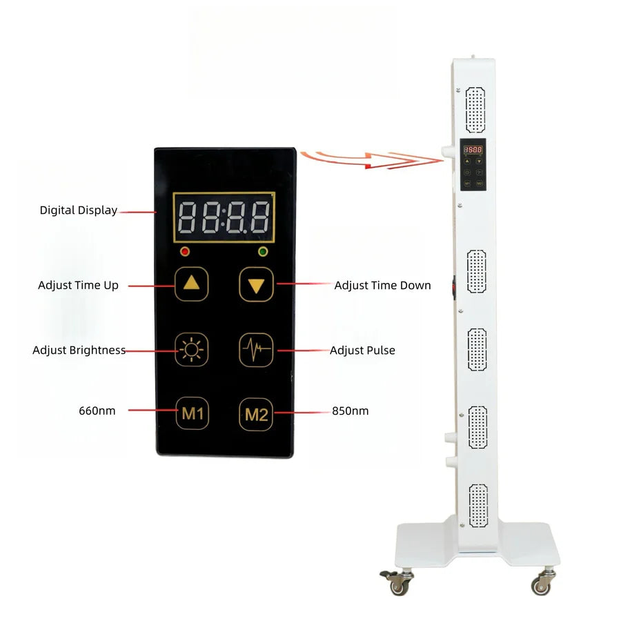 ALW-PRO Series Large Panel Infrared Therapy Lamp – 600W / 800W | Dual Chip Red & IR | Touch Control with Timer & Pulse Dimming | 30° Lens | AC85–265V | Hanging Rope & Goggles Included | for Skin Care | US / EU / UK / AU Plug