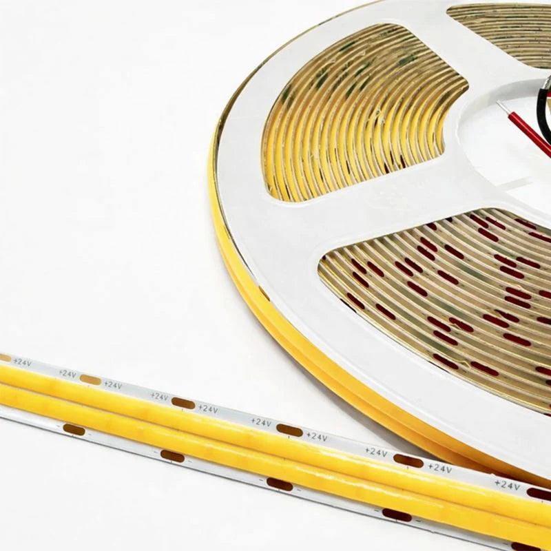 Double Row COB LED Strip Light 12V/24V 320/480LEDs/M, 5mm Flexible Dot-Free LED Tape, CRI90+ Non-Waterproof, 3000K / 4000K / 6500K / Red / Blue / Green / Pink / Yellow for Cabinet Kitchen Lighting, 5M/10M Pack