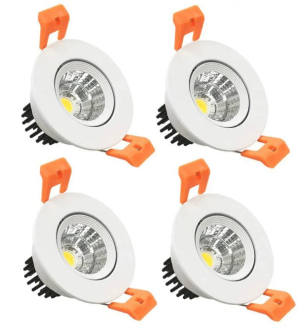 3W/5W/9W COB LED Downlight, 2700–6000K, White Housing, TRIAC Dimmable, 100–130V / 200–240V, 4/6/10/12 Pack for Home & Living Spaces