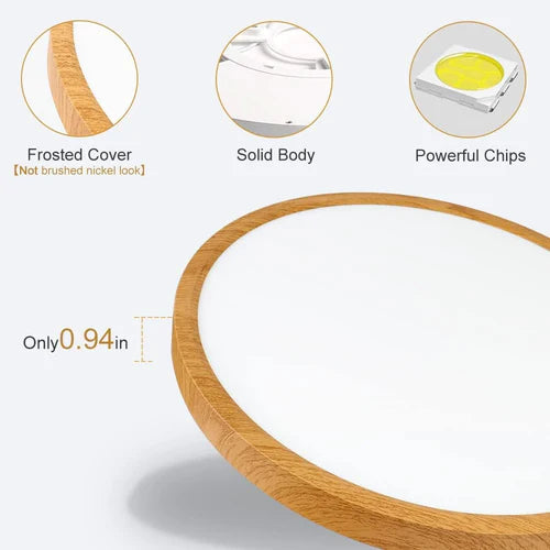 12 Inch 24W White / Black / Wood Grain Round Slim LED Ceiling Lights – AC  220–240V | 3000K / 4500K / 5000K / 6500K | Flush Mount Ceiling Light for Modern Home Lighting | 1-Pack – Local Stock (UK/DE)