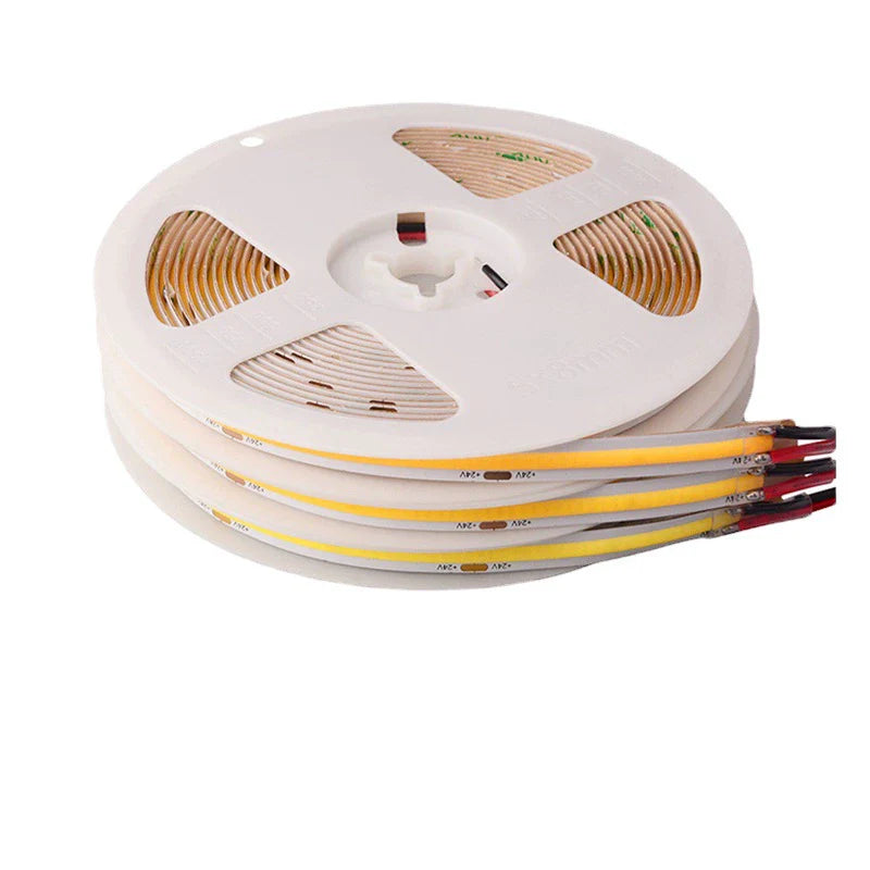 COB LED Strip Light 12V/24V 528LEDs/M, 10mm Flexible Dot-Free LED Tape, CRI90+ Non-Waterproof, 3000K / 4000K / 6500K for Cabinet Kitchen Lighting, 5M/10M Pack