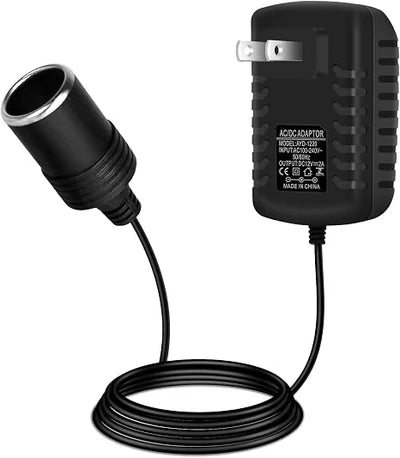 DC 12V Cigarette Lighter Plug-in LED Adapter 24W, AC 100–240V to 12V Converter Transformer - US Plug for Car Accessories, Portable Devices and LED Lighting