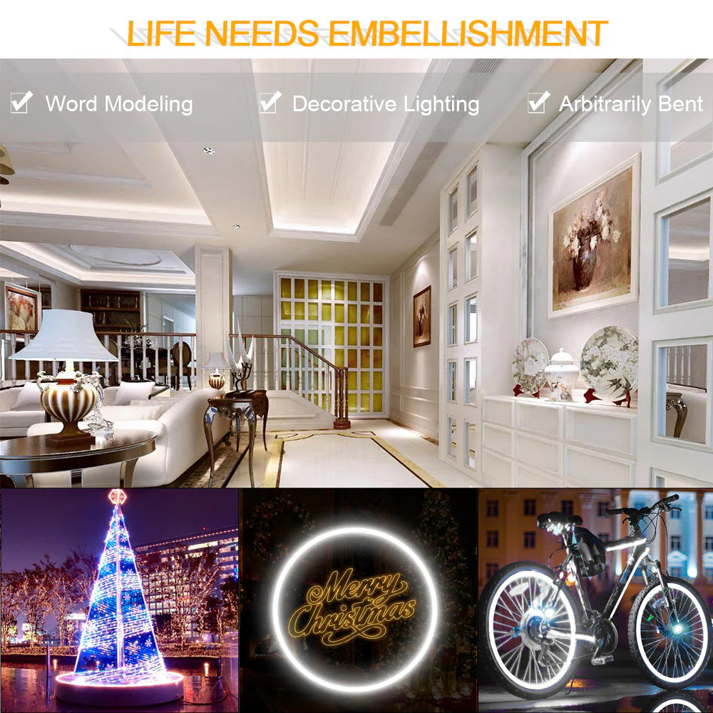 S1220 Side Edge Lighting Neon Light Housing – 12x20mm | Silicone LED Channel System | 10mm PCB Width | IP67 Waterproof | 16.4FT/5M*1/16.4FT/5M*5 | Local Stock US/UK/DE