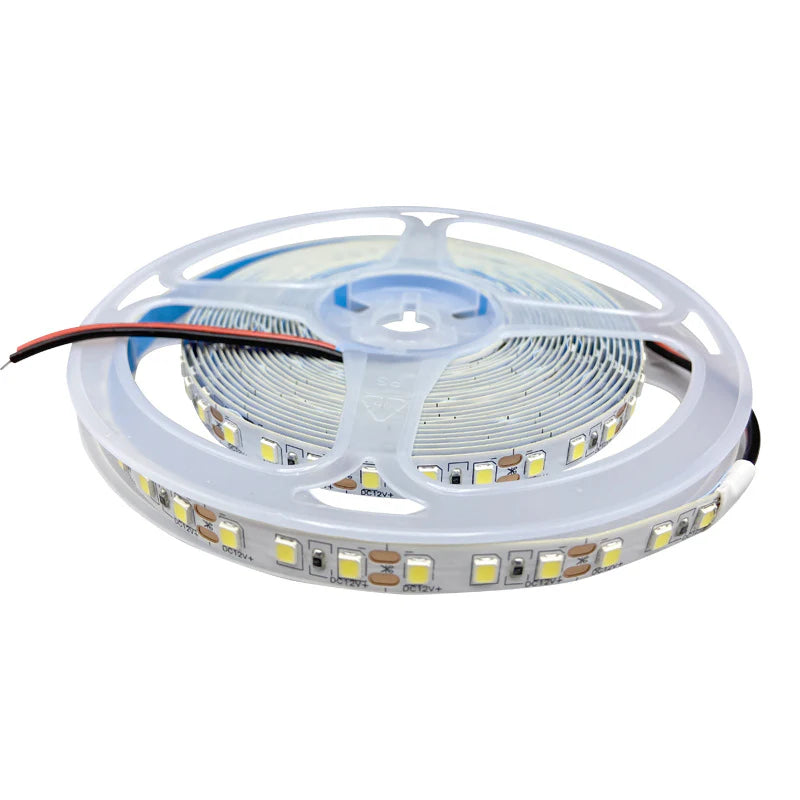 SMD2835 LED Strip Light, 5m Roll | 12V / 24V DC | 120 LEDs/m | 12W/m | White 3000K / 4000K / 6000K | 8mm PCB | IP00 / IP65 / IP67