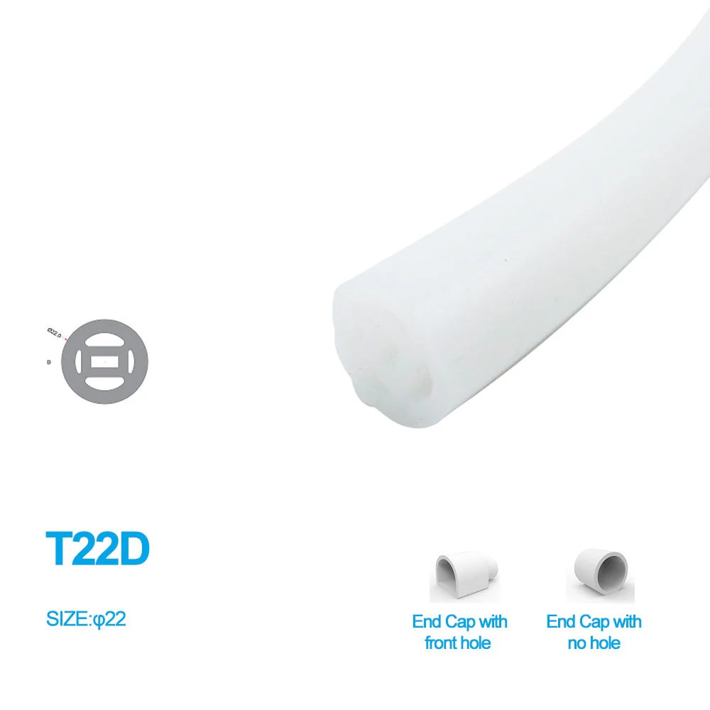 S22D Black Neon Light Housing – ⌀22mm | Silicone LED Channel System | 8mm PCB Width | IP67 Waterproof | 16.4FT/5M*1/16.4FT/5M*5 | Local Stock US/UK/DE