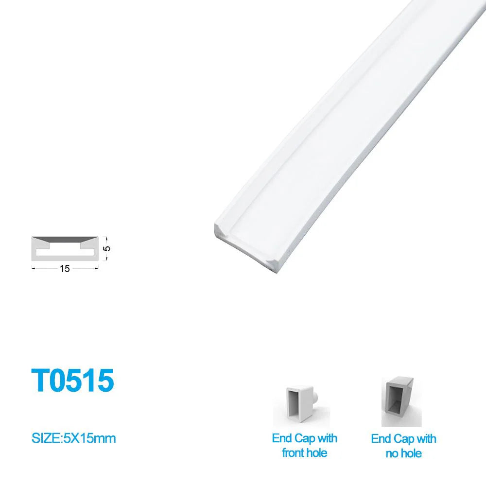 S0515 Neon Light Housing – 5x15mm | Silicone LED Channel System | 12mm PCB Width | IP67 Waterproof | 16.4FT/5M*1/16.4FT/5M*5 | Local Stock US/UK/DE