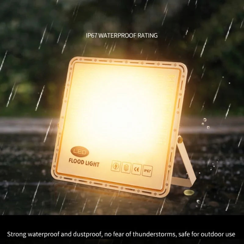 LightingWill FL-P Series LED Flood Light Outdoor 30W-400W IP67 SMD2835 High Brightness Floodlight 100-110LM/W Aluminum White Housing Hardwired Warm White Cool White 2/10-Pack