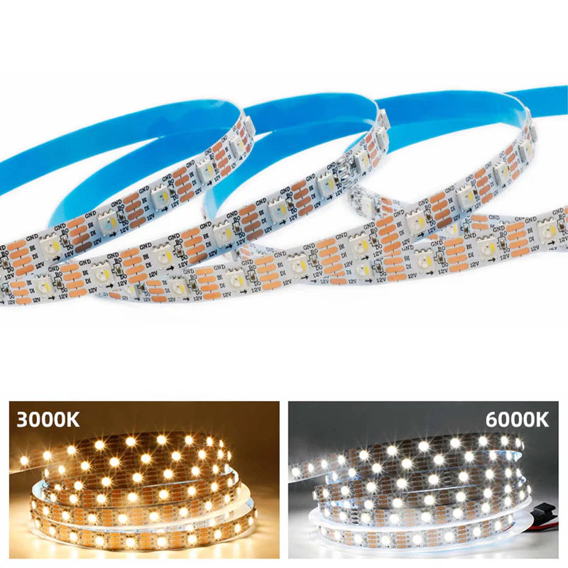 LightingWill WS2815 RGBWIC LED Strip Light DC12V RGB 3000K 4 in 1 SMD5050 Individually Addressable Breakpoint Resume 30 60 96 LEDs/m IP00 IP65 IP67 LED Strip for Party Decoration DIY Lighting 5M 50M