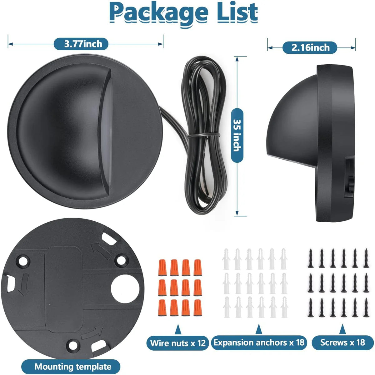 Low Voltage LED Deck Lights - 3000K / 4000K | 2.5W | AC/DC 12–36V | IP67 Waterproof | Outdoor Lights for Walkway Stair Post Railing | 6 /12-Pack