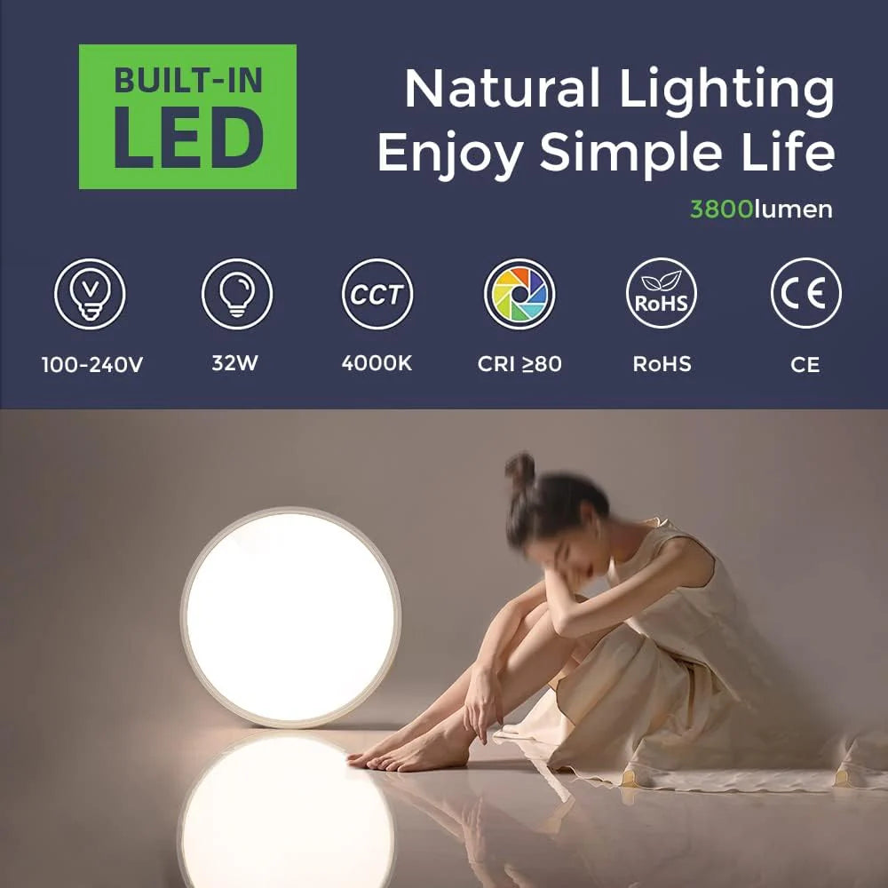 AC 220–240V Round Black LED Ceiling Light, 12W / 18W / 24W / 32W Options 3000K / 4500K / 5000K / 6500K Flush Mount Ceiling Light Local Stock (UK/DE)