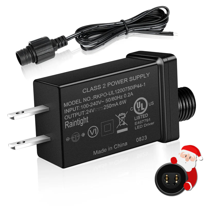 LightingWill IP44 Class 2 Power Supply AC 100–240V to DC 4.5V/12V/24V/30V Waterproof Outdoor LED Driver Adapter Transformer, US Plug for Inflatable Decorations, String Lights, Christmas Trees