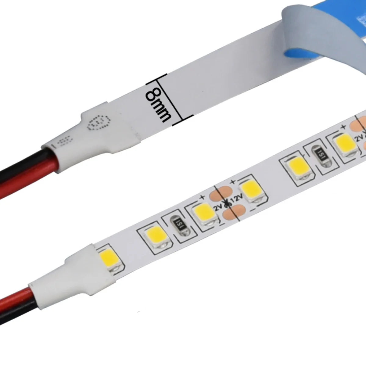 SMD2835 LED Strip Light, 5m Roll | 12V DC | 120 LEDs/m | 10W/m | Standard Brightness | Red / Green / Blue / Yellow / Pink / Icy Blue | 8mm PCB | IP00 / IP67 Waterproof Options