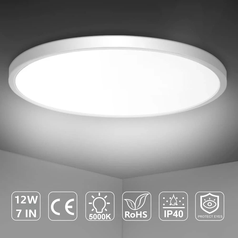 7 Inch Round 12W White LED Ceiling Light, 3000K / 4500K / 5000K / 6500K Flush Mount Ceiling Light Local Stock (US/UK/DE)