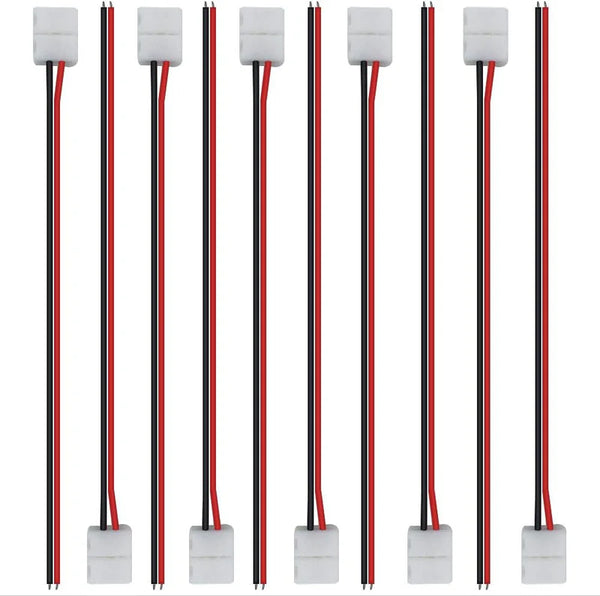 LightingWill LED Strip Connector 10mm 2Pin Solderless Clips, LED Light Strip Connector Strip to Wire Strip to Strip DC Adapter L T Connectors, 10 Pack, Local Stock US UK