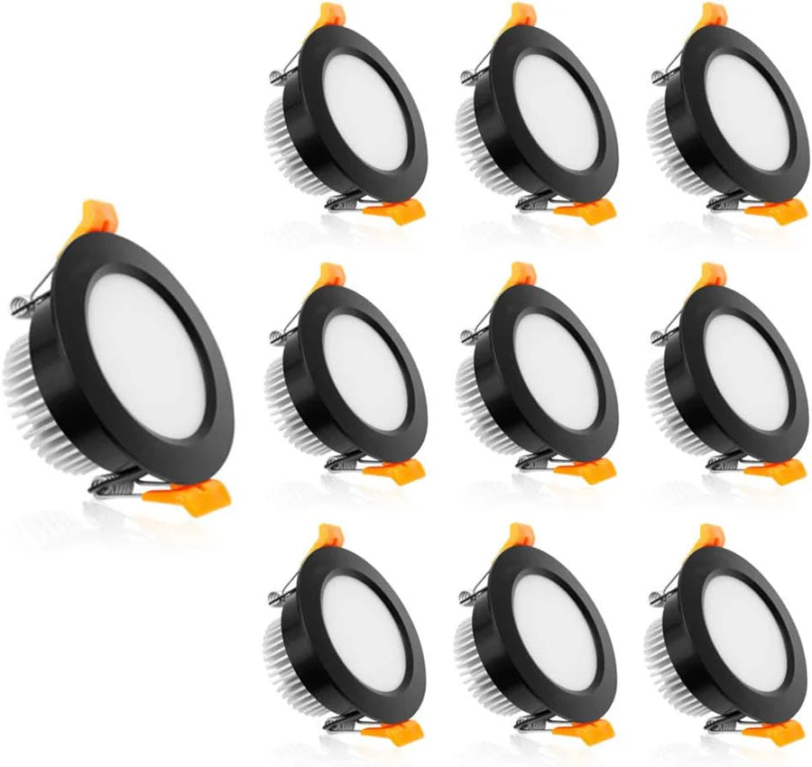 ECO-1 Series Frosted LED Downlight – Black Housing – TRIAC Dimmable – 3W/5W – 4-Pack/8-Pack/10-Pack/12-Pack/20-Pack/32-Pack – 2700K–6000K – 100–130V / 200–240V