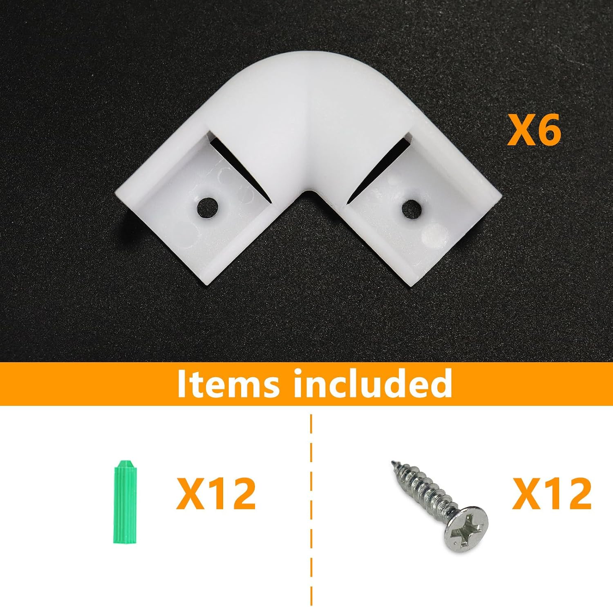 6-Pack 90° Corner Connectors for V-Shape LED Aluminum Channels with Screws