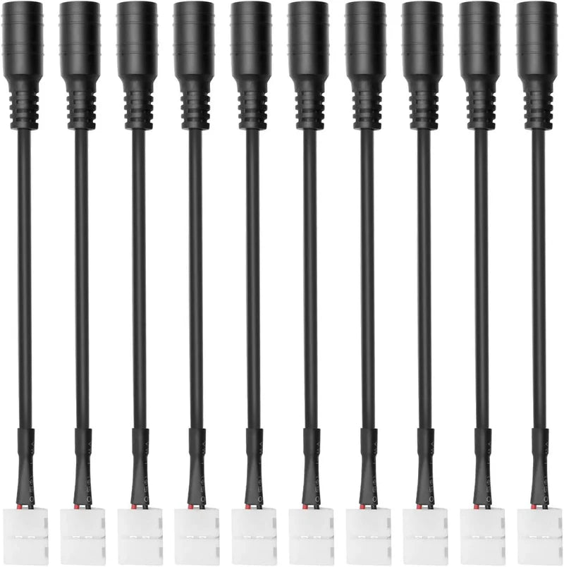 LightingWill LED Strip Connector 8mm 2Pin Solderless Clips, LED Light Strip Connector Strip to Wire Strip to Strip DC Adapter L T Connectors, 10 Pack, Local Stock US UK