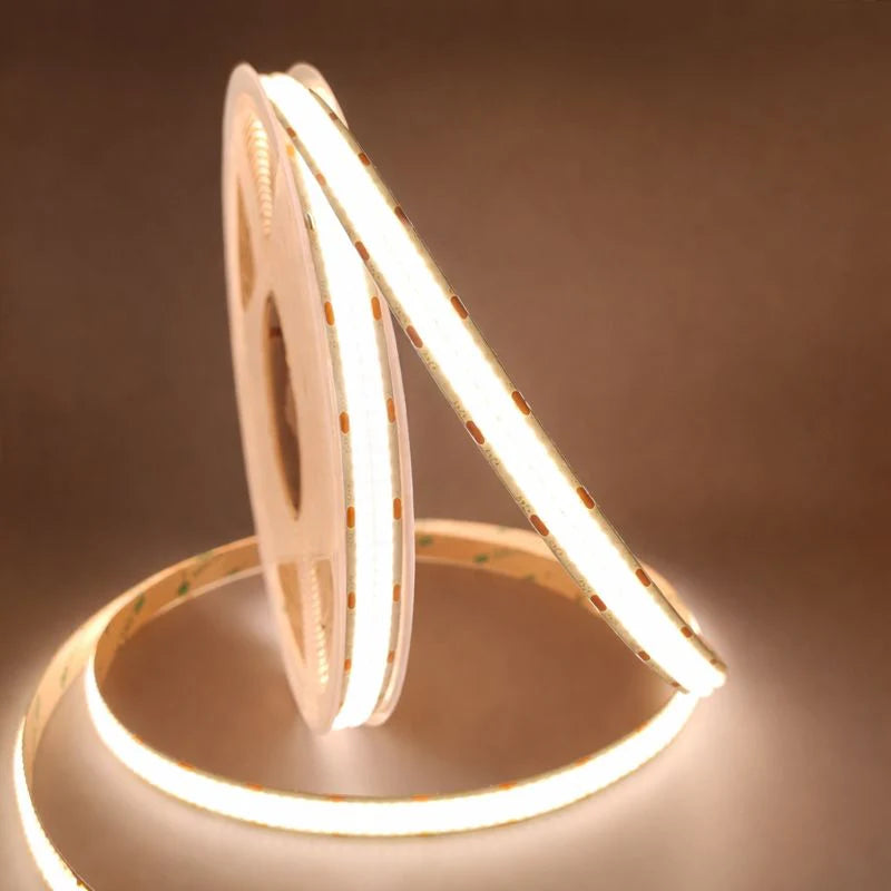 COB Flexible LED Strip Light 12V/24V 320/480LEDs/M, 8mm Flexible Dot-Free LED Tape, CRI90+ Non-Waterproof, 3000K / 4000K / 6500K / Red / Blue / Green / Pink / Yellow for Cabinet Kitchen Lighting, 5M/10M Pack