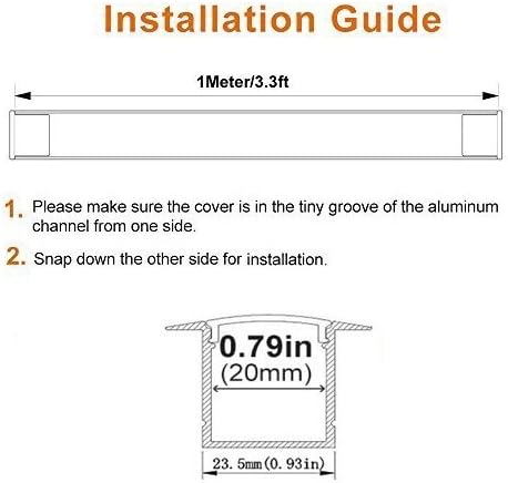 LightingWill Spot Free U Shape LED Aluminum Channel 5-Pack 3.3ft/1M 36x24mm Anodized Black Track Internal Width 20mm with Cover End Caps Mounting Clips for Cabinet Kitchen LED Strip Lighting-U05B5