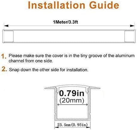 LightingWill Spot Free LED Aluminum Channel 10-Pack 3.3ft/1M 36x24mm Black U-Shape Aluminum Profile Internal Width 20mm with Diffuser Cover, End Caps and Mounting Clips for LED Strip Light-U05B10