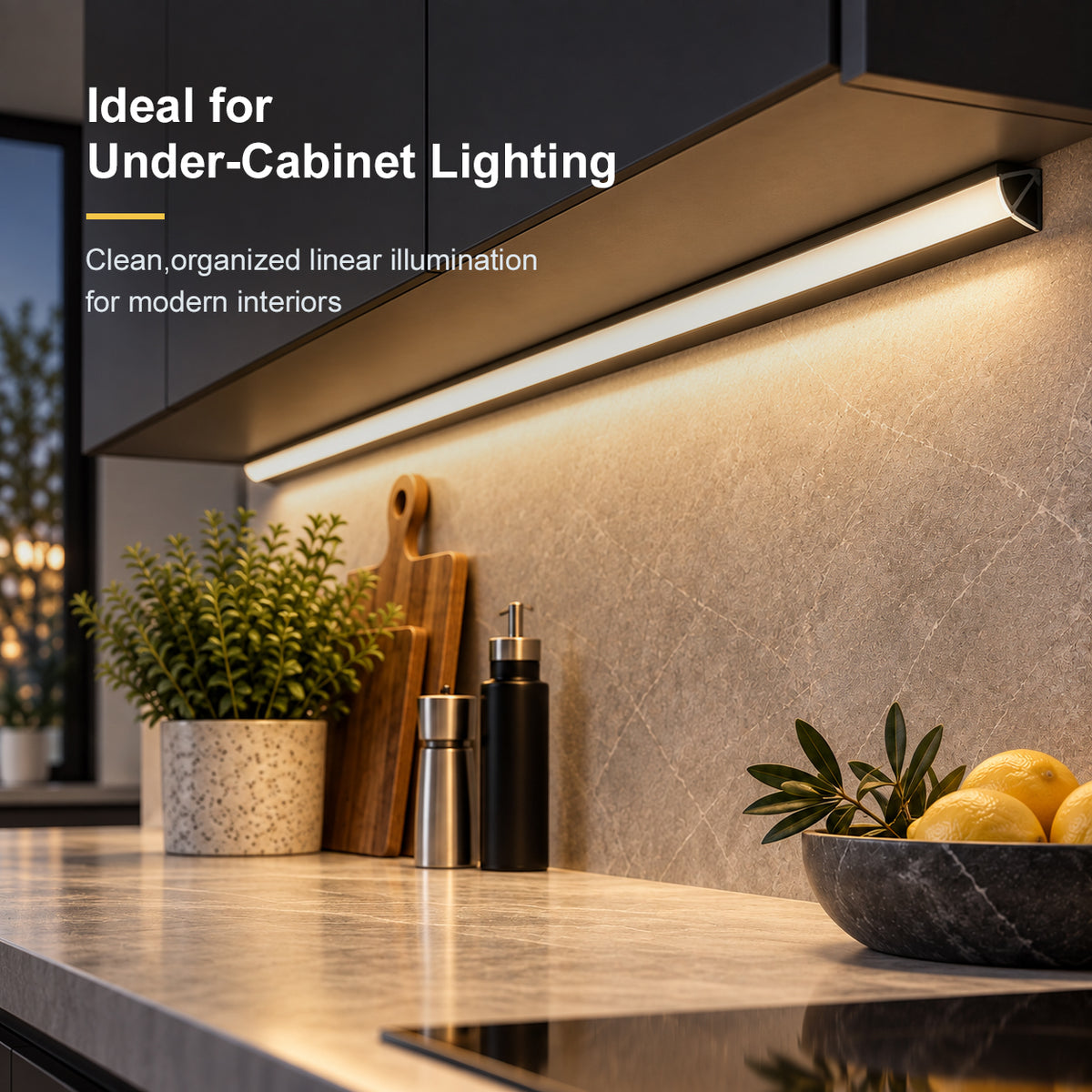 Black V03 18x18mm V-Shape Corner-Mount LED Aluminum Channel, 12mm Inner Width, with Cover, End Caps & Mounting Clips