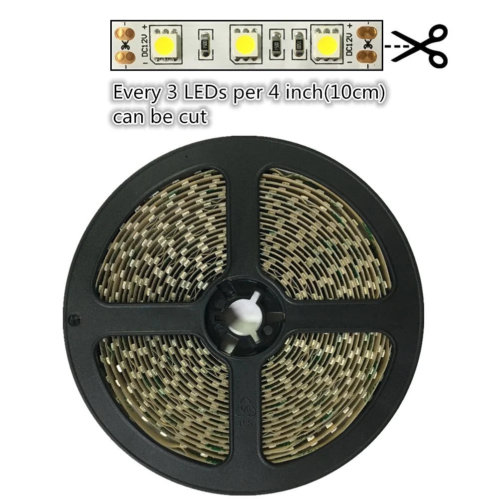 660–670nm  SMD5050 DC12V Red LED Strip Light – High Power Red for Therapy & Plants, 30/60/120 LEDs/m, 5 Meters, IP00/IP65