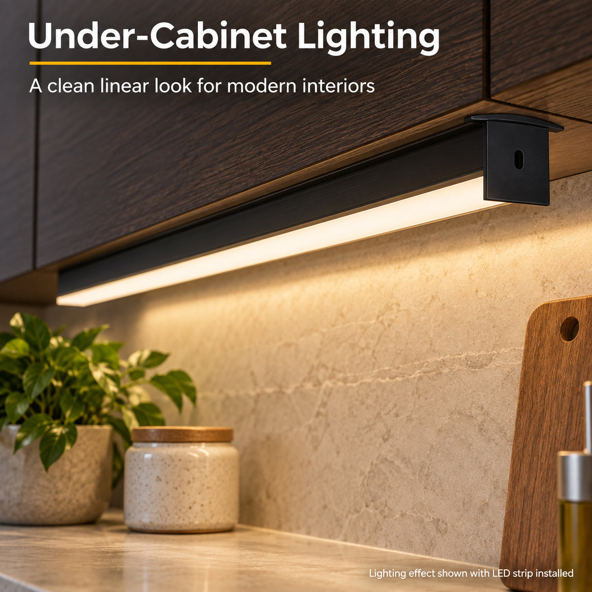 Schwarzes U05 36 x 24 mm U-förmiges Innenmaß 20 mm LED-Aluminium-Kanalsystem mit Abdeckung, Endkappen und Befestigungsklammern Aluminiumprofil für LED-Lichtstreifen ohne Fleckeninstallationen