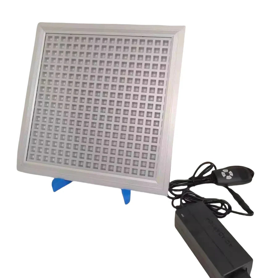 50W Infrared Therapy Lamp – Red Light 655–665nm & IR 850–860nm | Dimmable Timer | AC100–240V | Aluminum Alloy + PC Cover | Blue / Desktop Stand | for Skin Care & Muscle Relief | Controller & Goggles Included | US / EU / UK / AU Plug
