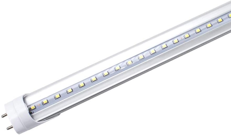 LightingWill LED T8 Light Tube 4FT, Daylight White 5000K, Dual-End Powered Ballast Bypass, 2000Lumen 18W (40W Equivalent Fluorescent Bulb Replacement), Clear Cover, AC85-265V Lighting Fixture, 1 Pack