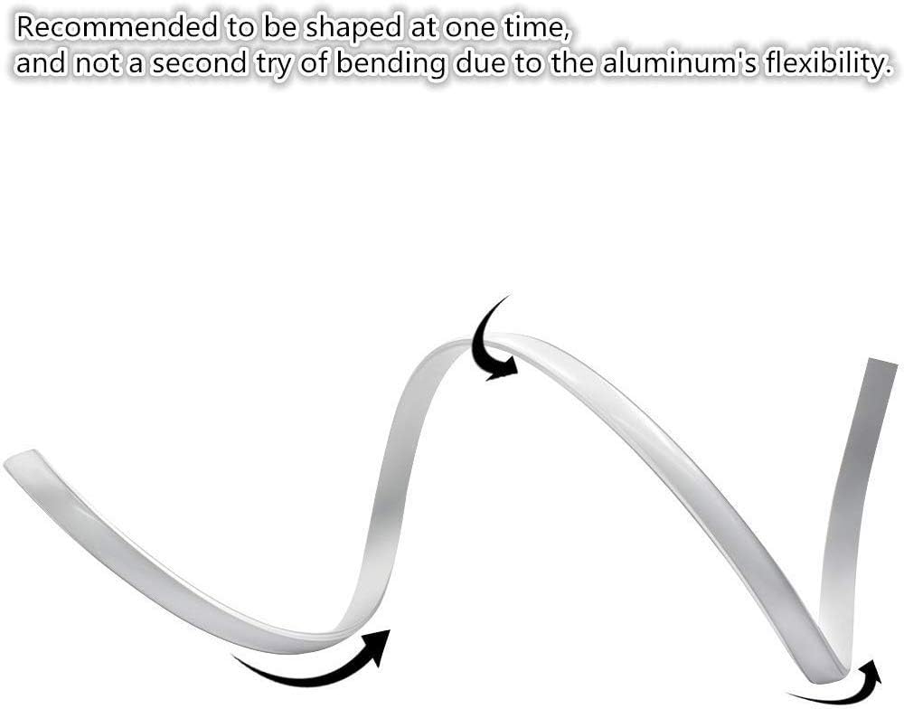 6 Pack Bendable LED Aluminum Channel System,Silver Color,U Shape, 3.3ft/1M, with Milk White Cover,Mounting Clips and End Caps, Aluminum Profile for LED Strip Light Installation