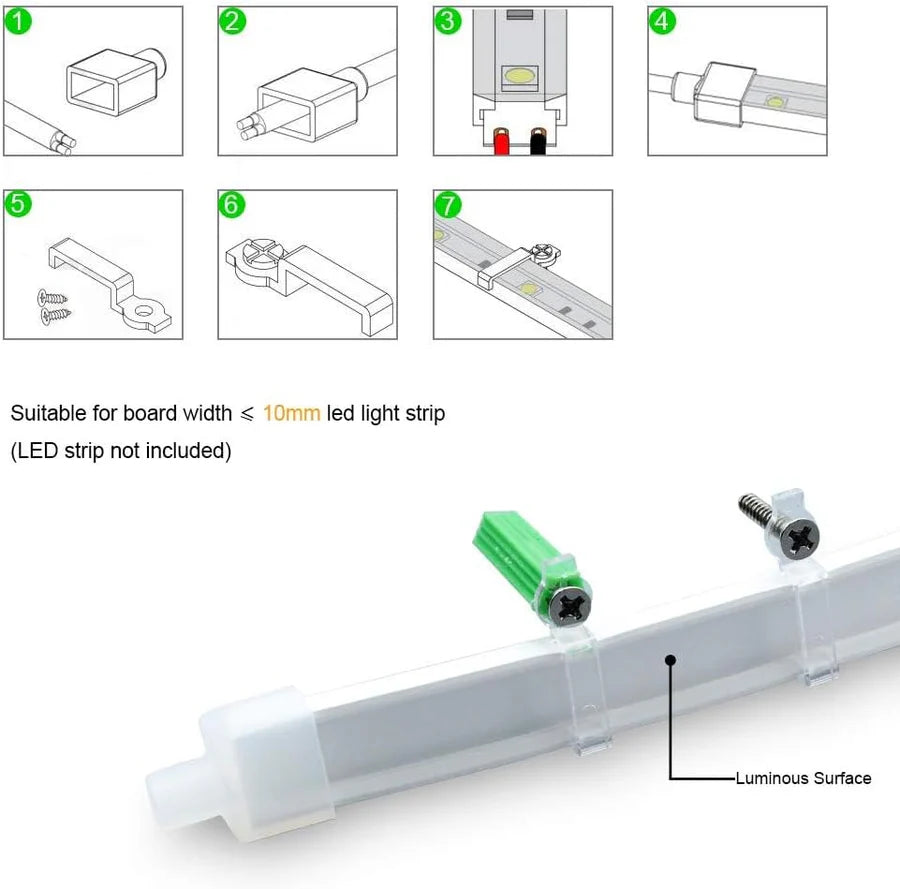 Neon Light Housing – S1616 | 16x16mm Silicone LED Channel System | IP67 Waterproof | 12mm PCB Width | 16.4FT/5M | Local Stock US/UK/DE