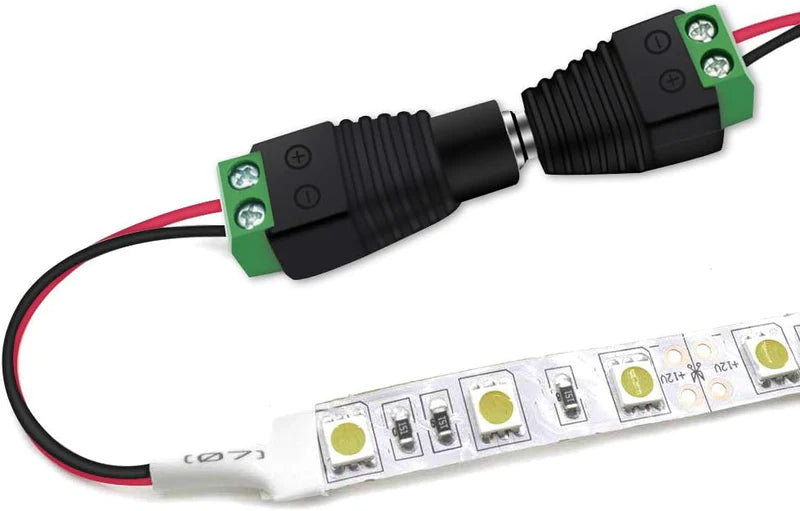 LightingWill DC Power Jack Adapter 2.1x5.5mm Barrel Connector, LED Strip Power Adapter Male Female Male+Female Plug Connector for LED Light Strip, Local Stock US UK
