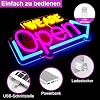 WE ARE OPEN Silicone LED shop signs – USB Powered | 16.1×7.8 inch | Arrow Shape LED Window Sign |  Yellow + Red + Green Glow for Cafes, Restaurants & Retail Shops