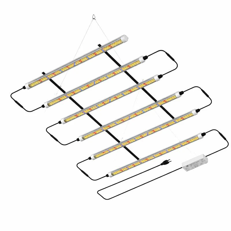 LED Tube Grow Light - 6Pcs | 65W Dimmable Power Supply | 3000K + 5000K + 660nm + 460nm Spectrum | Daisy Chain | Selectable Mounting Brackets | 60cm(2ft) Full Spectrum for Indoor Plants | for Greenhouses Plants | US /  EU Plug