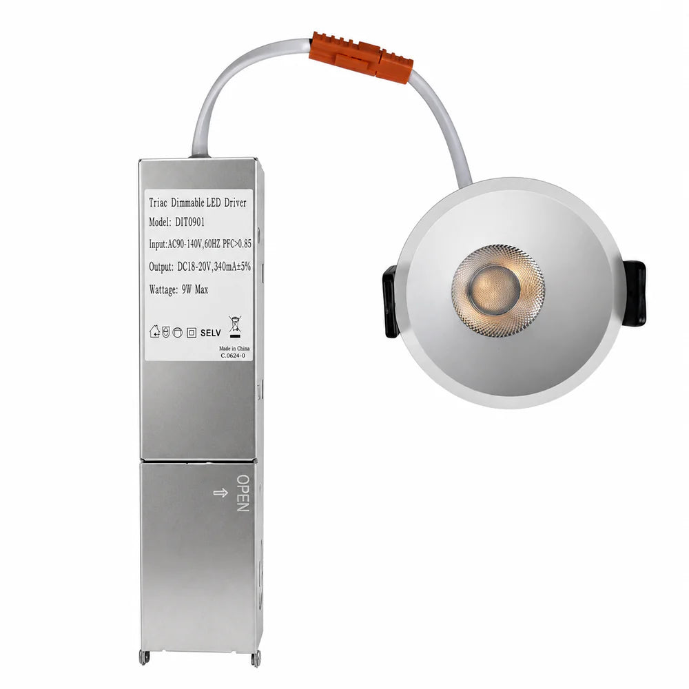 CDG-US Angled Reflector 9W (2.6″) Deep Anti-Glare Full Spectrum LED Downlight | 90–140V | 4/12 Pack | 5CCT Adjustable | 24° Beam | White Housing | CRI>97 | Architectural Recessed Lighting