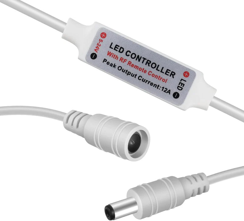 LightingWill LED Strip Controller DC5V-24V RF Remote Dimmer White Wireless LED Controller for Single Color 5050 3528 LED Strips