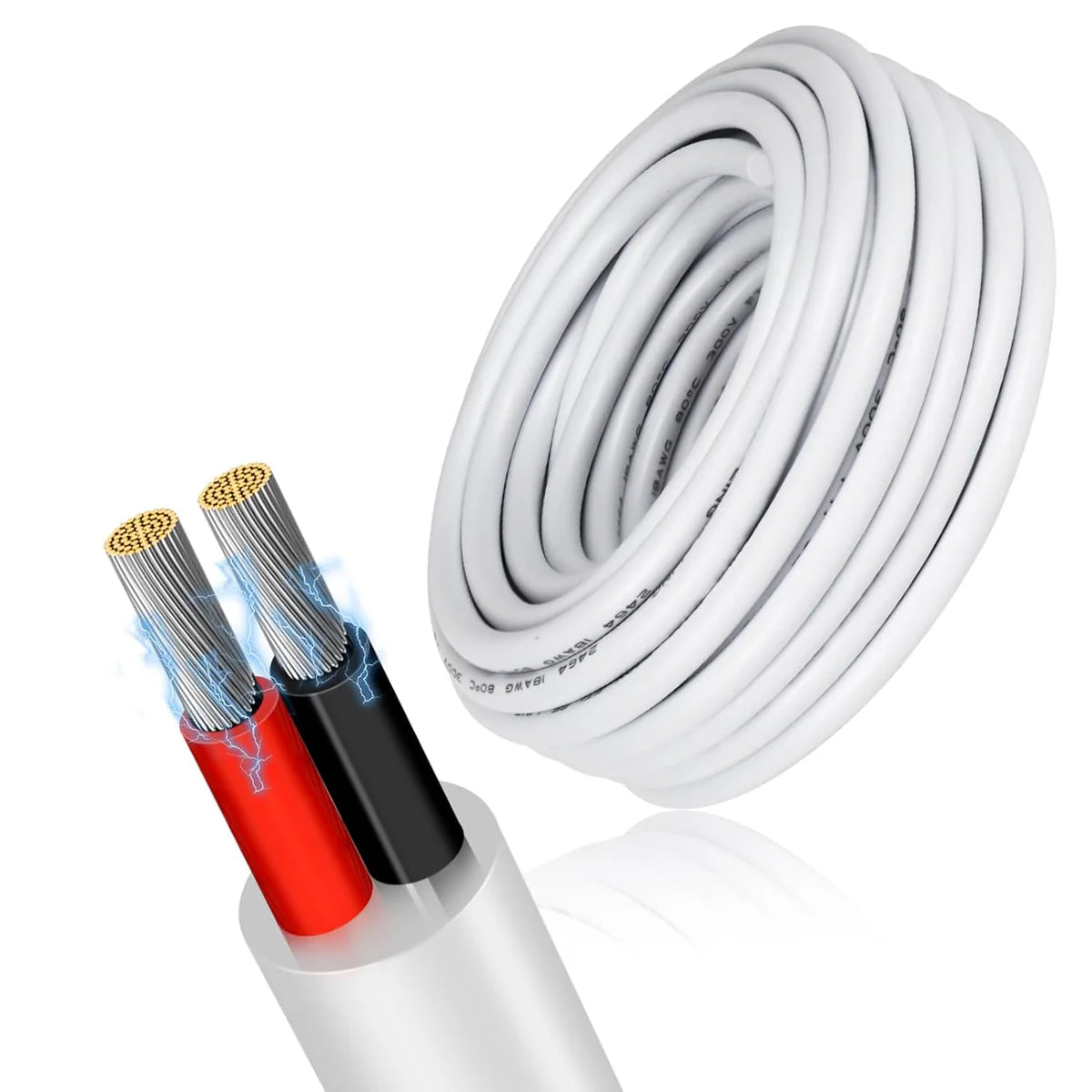14 AWG Electrical Wire, Stranded Tinned Copper Cable, 2/3/4/5 Conductor Multi-Core, Black/White PVC Extension Cord, Flexible Control Wire — 3m–50m (10ft–165ft) Options