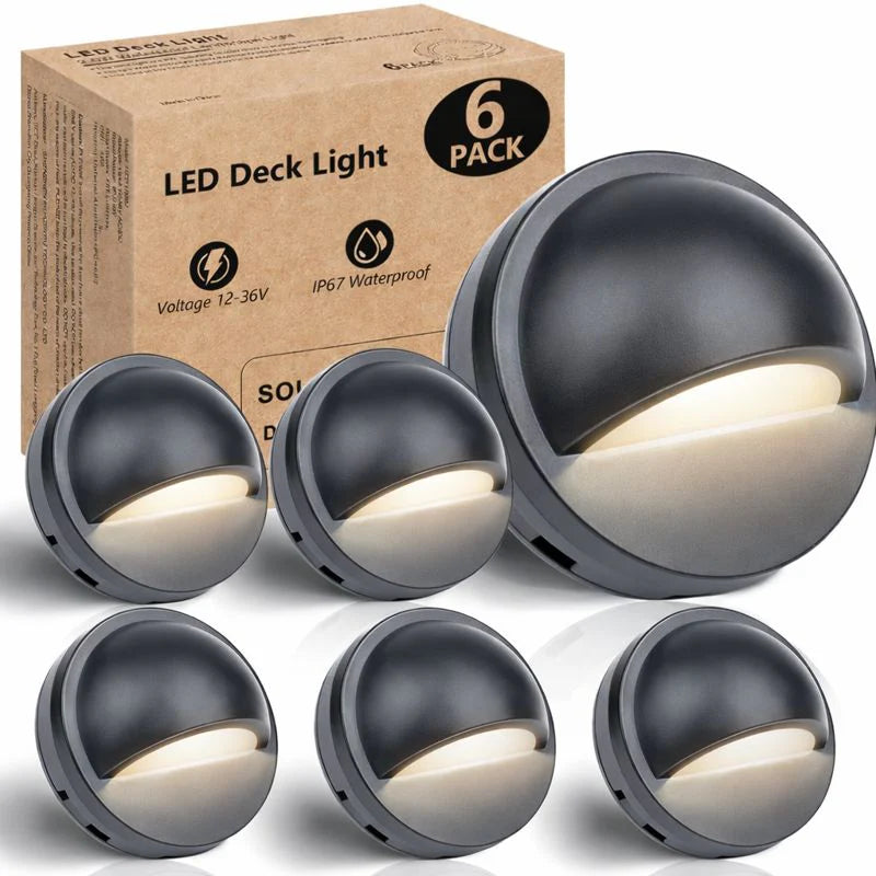 Low Voltage LED Deck Lights - 3000K / 4000K | 2.5W | AC/DC 12–36V | IP67 Waterproof | Outdoor Lights for Walkway Stair Post Railing | 6 /12-Pack