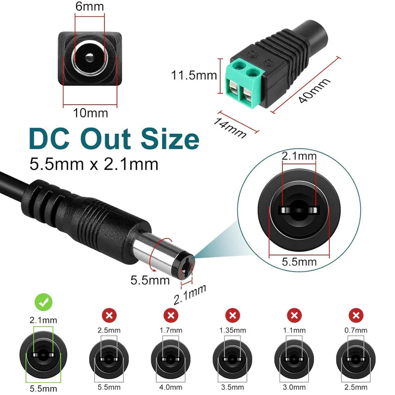 Power Adapter DC 24V 24W, AC 100–240V to 24V Wall Plug Power Supply with US Plug, Black Case for LED Lighting and Electronics